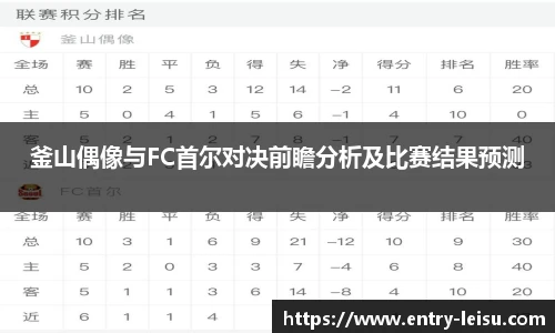 釜山偶像与FC首尔对决前瞻分析及比赛结果预测